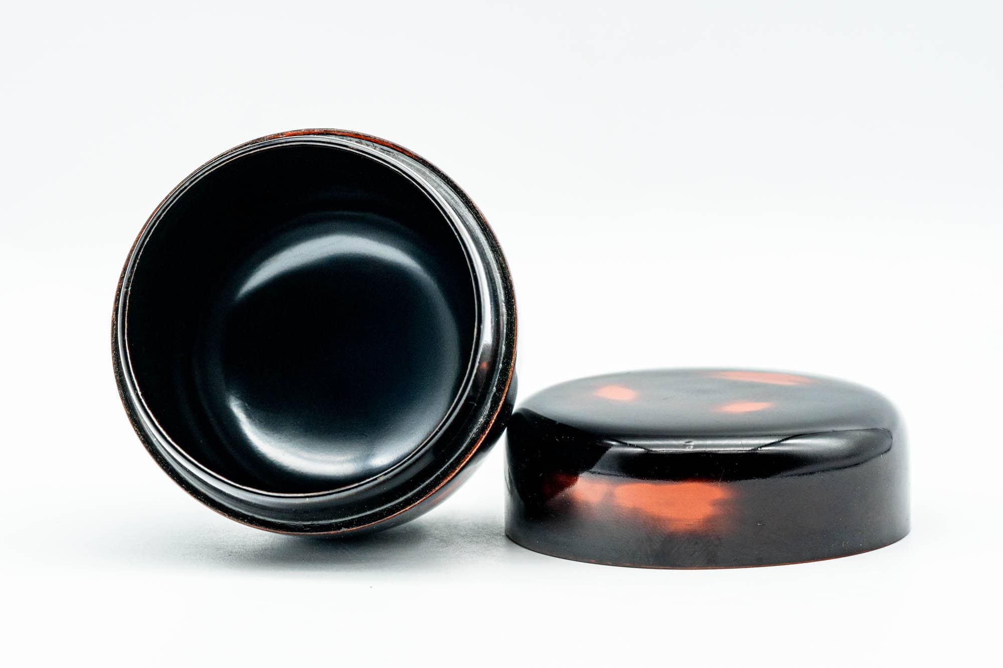 Japanese Natsume - Black Orange Patterned Matcha Tea Caddy - 100ml