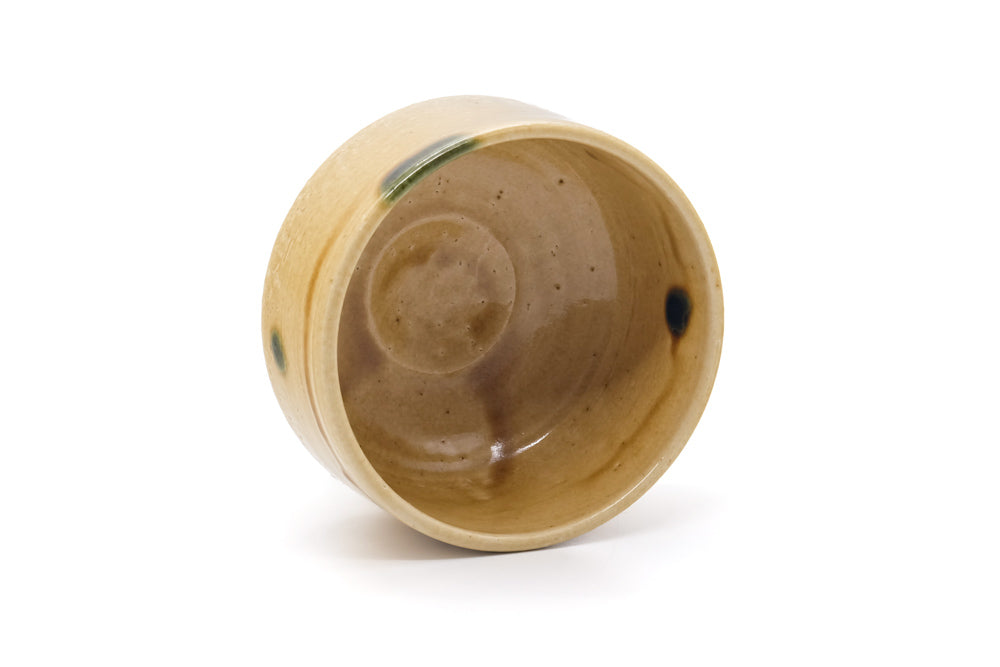 Japanese Matcha Bowl - Yellow Green Drip-Glazed Seto Chawan - 475ml
