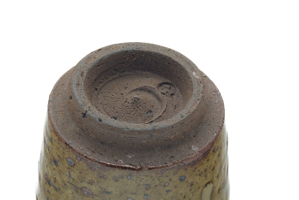 Japanese Teacup - Earthy Yellow Drip-Glazed Yunomi - 150ml