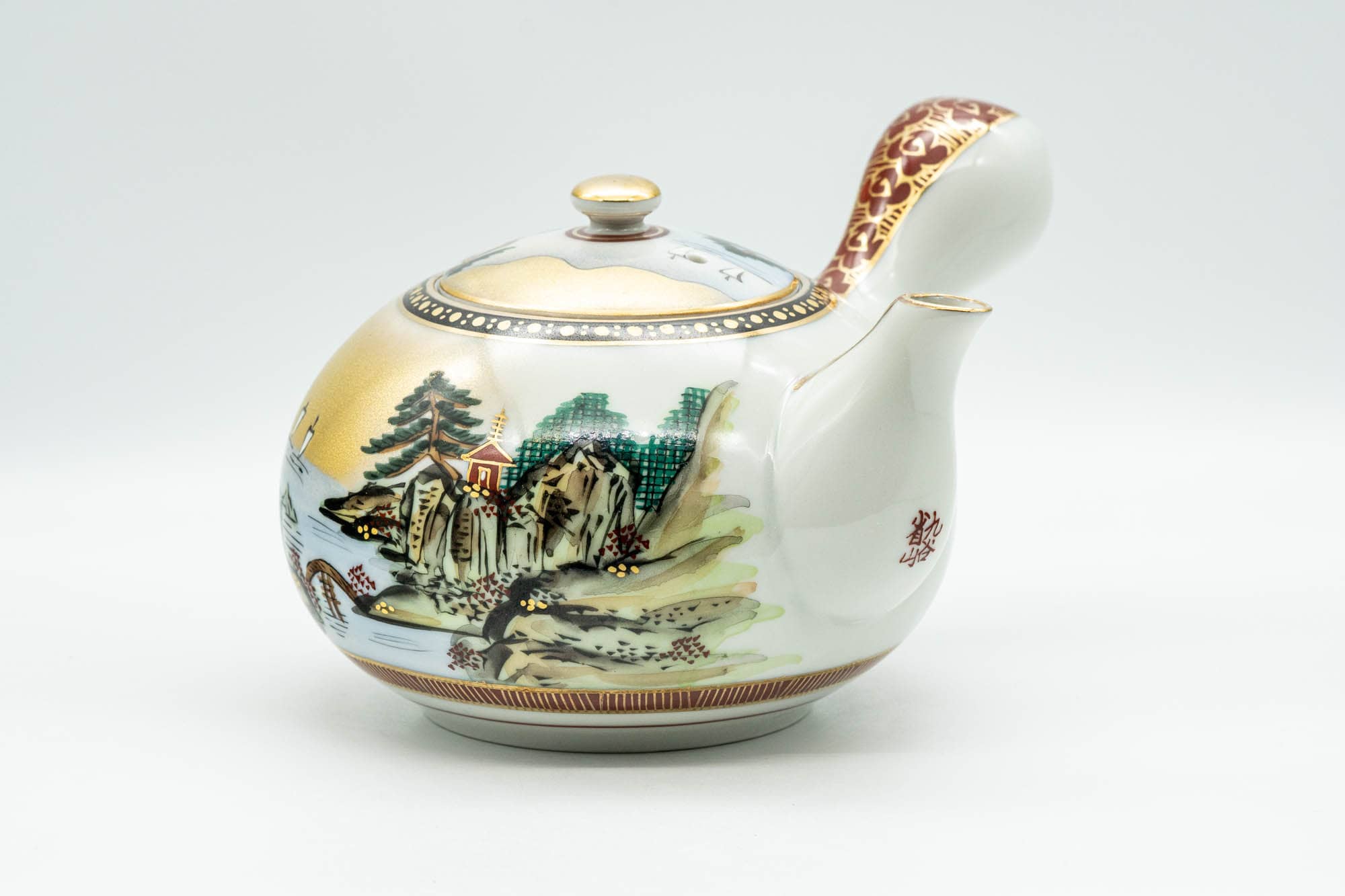 Japanese Kyusu - Golden Mountainous Village Kutani-yaki Debeso Teapot - 450ml