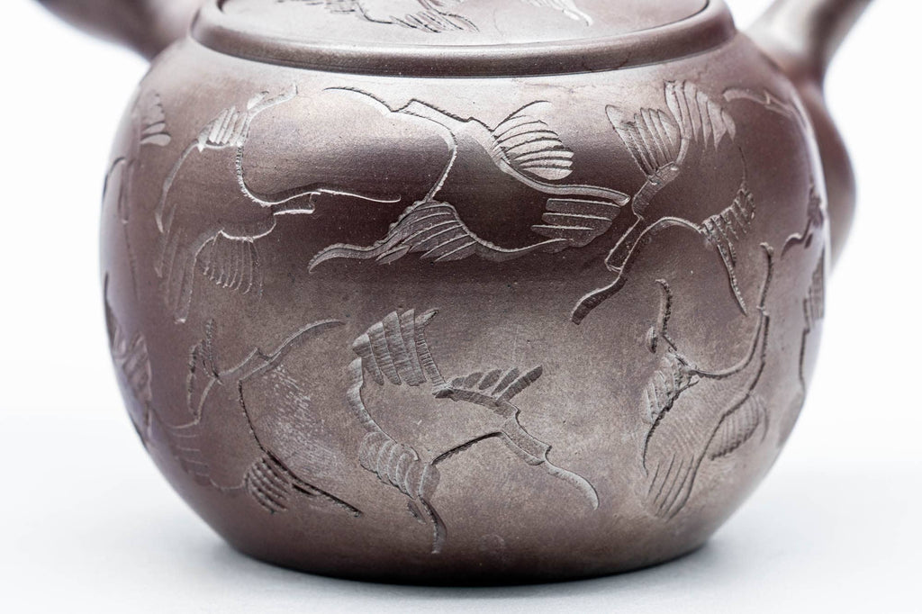 Japanese Kyusu - Engraved Birds Banko-yaki Ceramic Teapot - 150ml