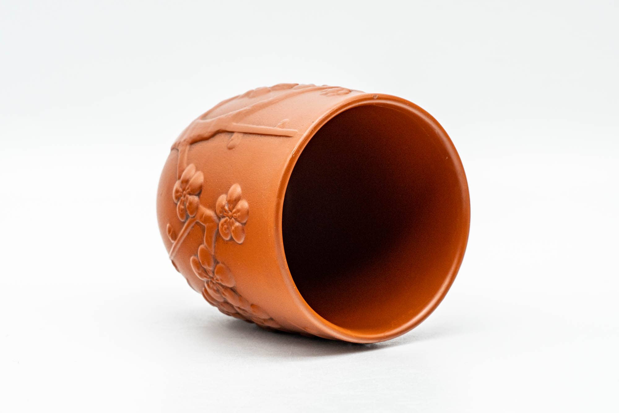 Japanese Teacup - Floral Sculpted Red Shudei Tokoname-yaki Yunomi - 125ml