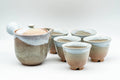 Japanese Tea Set - Beige White Glazed Hagi-yaki Do-ake Kyusu Teapot with 5 Yunomi Teacups