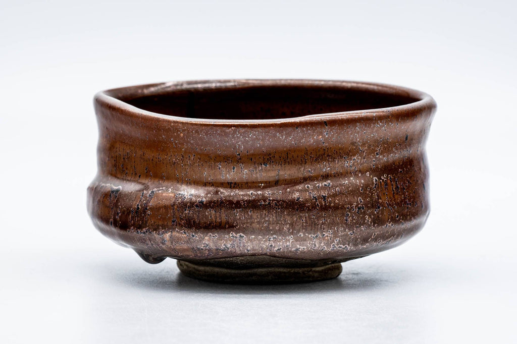 Japanese Matcha Bowl - 風山 - Red Oil Spot Glazed Kutsu-gata Chawan - 200ml