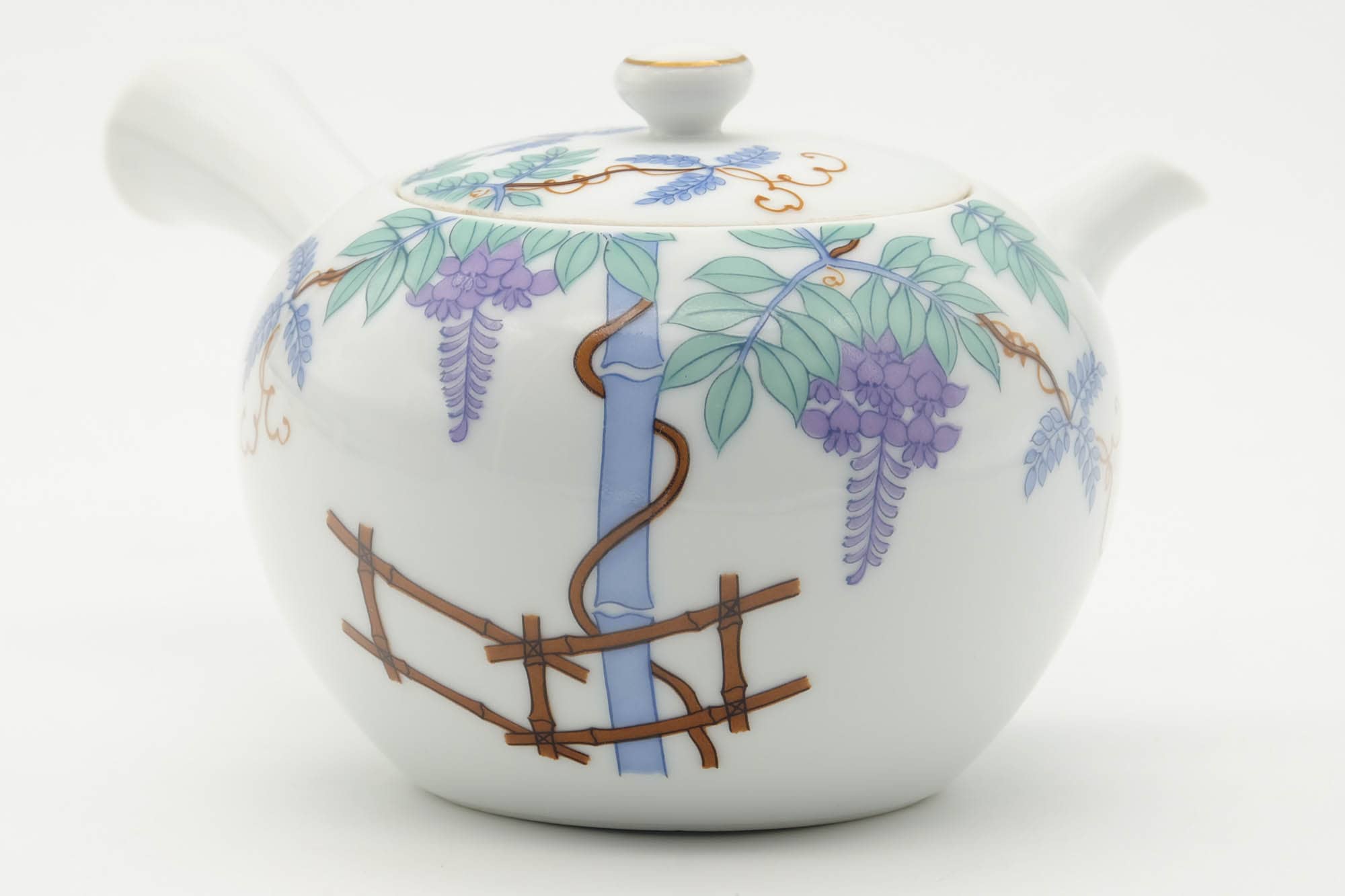 Japanese Kyusu - Floral White Porcelain Arita-yaki Teapot - 250ml