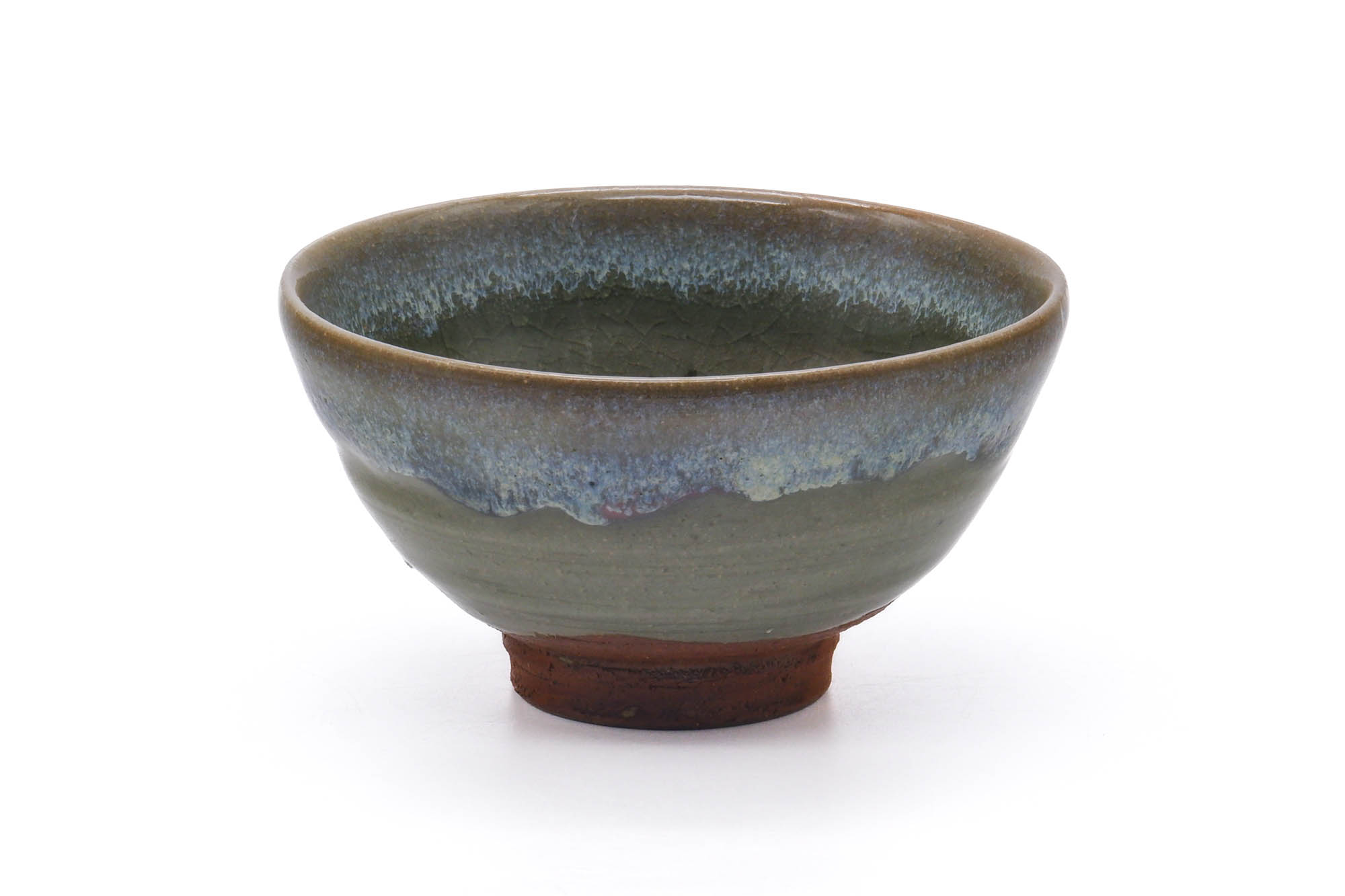 Japanese Matcha Bowl - Green Blue Hare's Fur Drip-Glazed Chawan - 350ml