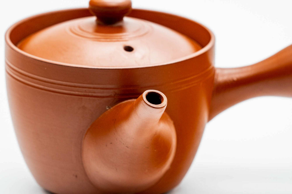 Japanese Kyusu - Red Shudei Tokoname-yaki Mesh Teapot - 160ml