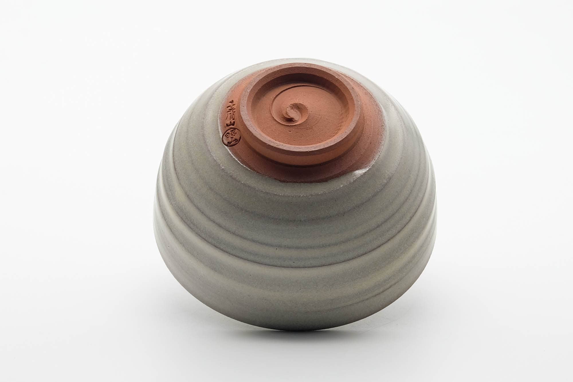 Japanese Matcha Bowl - Milky Grey White Glazed Spiraling Kiyomizu-yaki Chawan - 400ml