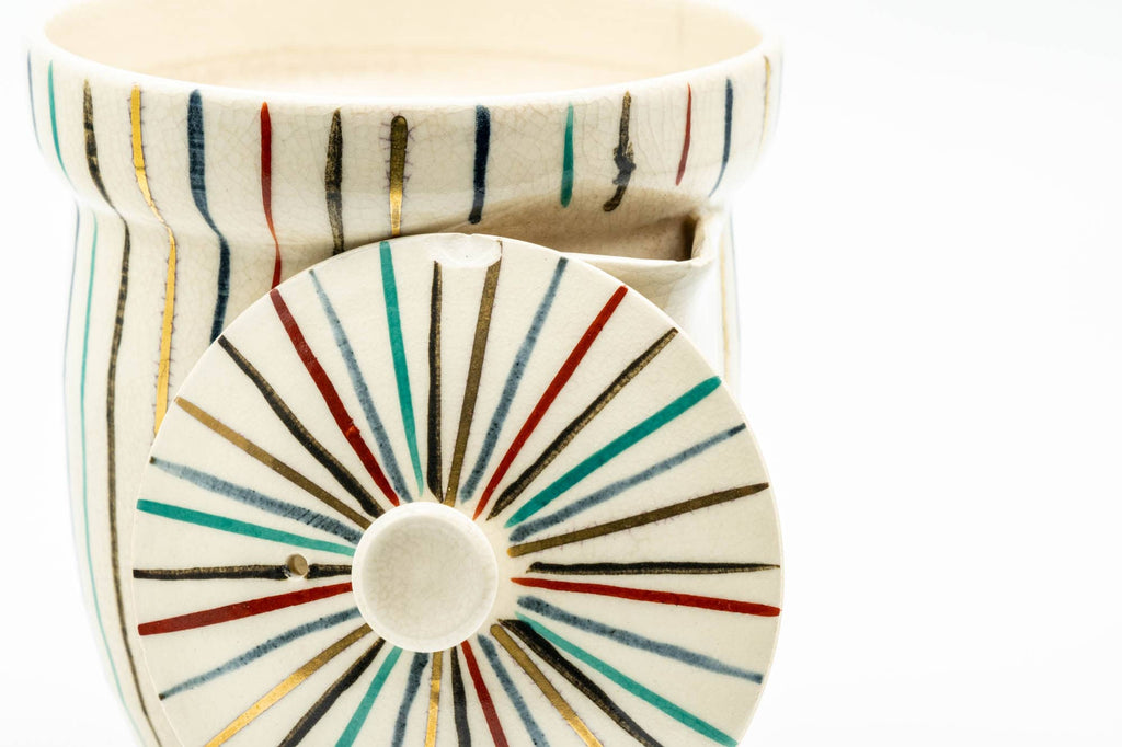 Japanese Houhin - Colorfully Striped Collared Do-ake Teapot - 250ml