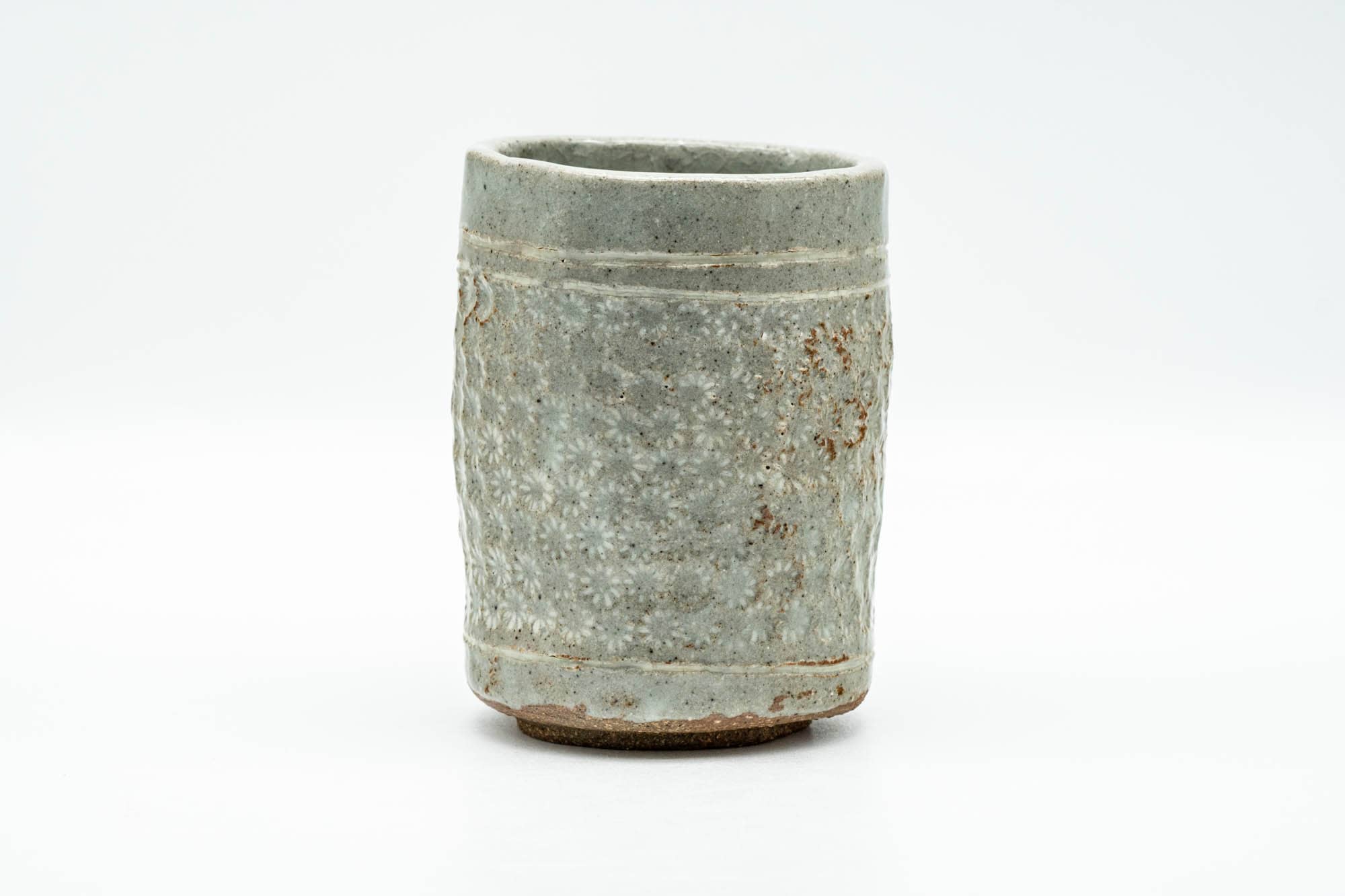 Japanese Teacup - Chrysanthemum Grey Glazed Wabi-Sabi Yunomi - 140ml