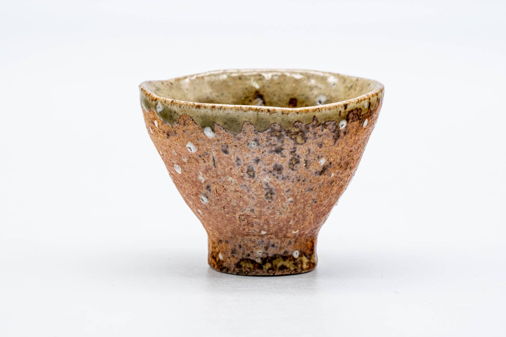 Japanese Teacup - Ash Green Glazed Shigaraki-yaki Guinomi - 40ml