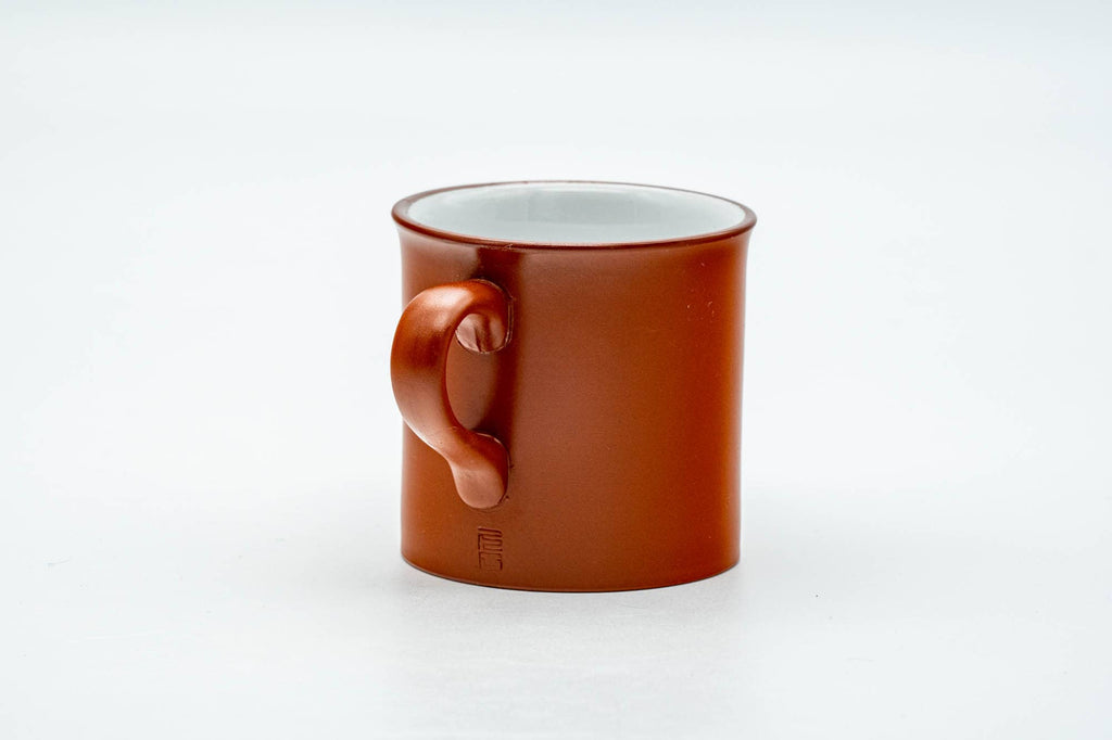 Japanese Teacup - White Inner-Glazed Red Shudei Tokoname-yaki Ushirode Yunomi with Chataku Tea Saucer - 100ml
