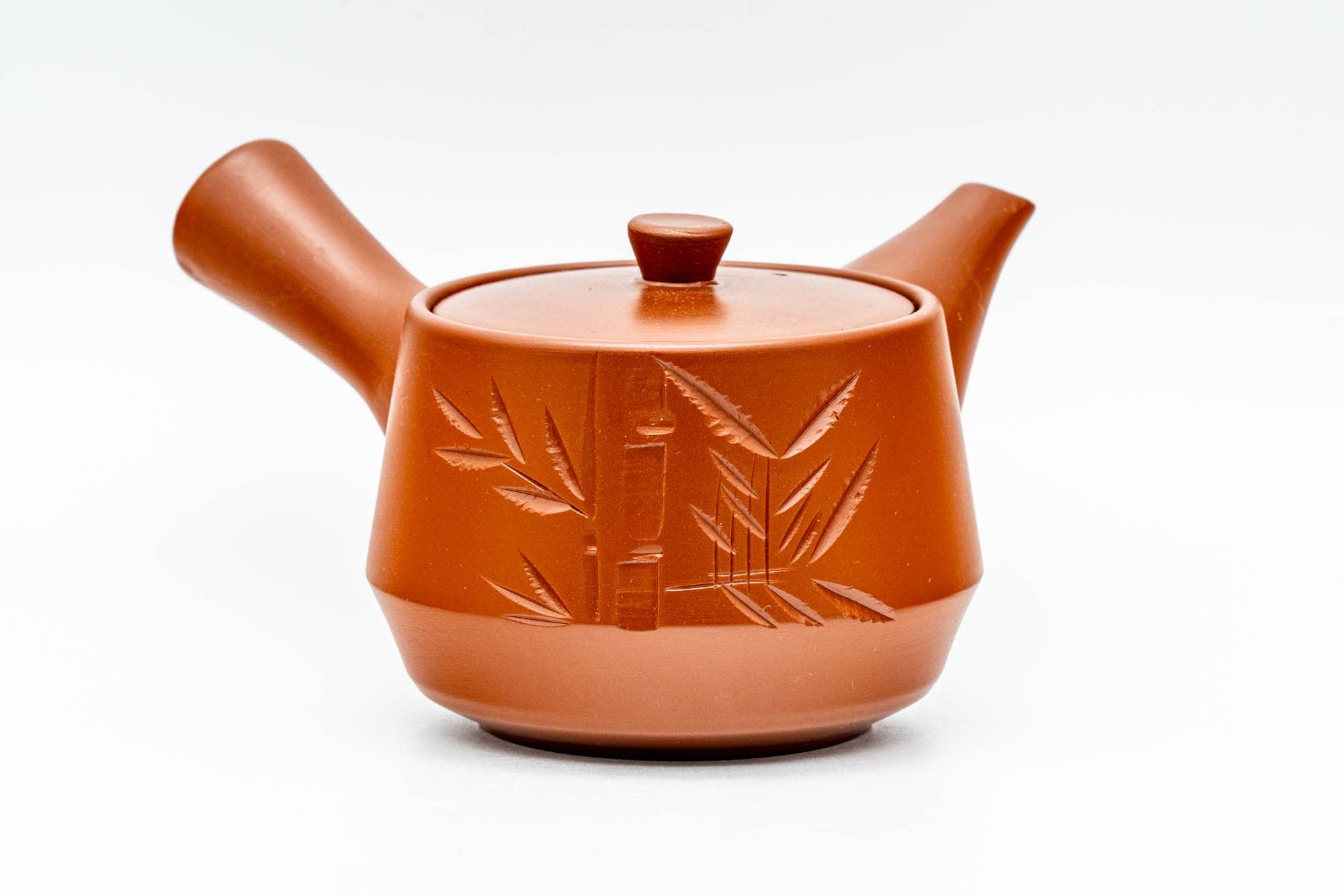 Japanese Tea Set - Bamboo Engraved Tokoname-yaki Kyusu Teapot with 5 Yunomi Teacups