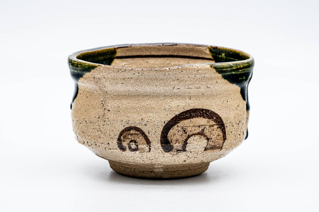 Japanese Matcha Bowl - 松本鐵山 Matsumoto Tetsuzan - Crazed Green Glazed Ao-Oribe Chawan - 350ml