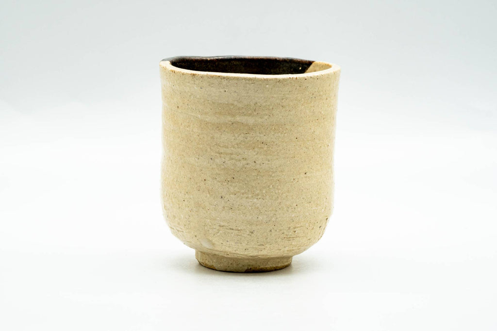 Japanese Teacup - Beige Black Glazed Weathered Yunomi - 170ml