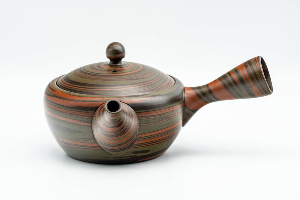 Japanese Kyusu - 陶仙 Tosen Hida - Red Nerikomi Tokoname-yaki Debeso Teapot - 220ml
