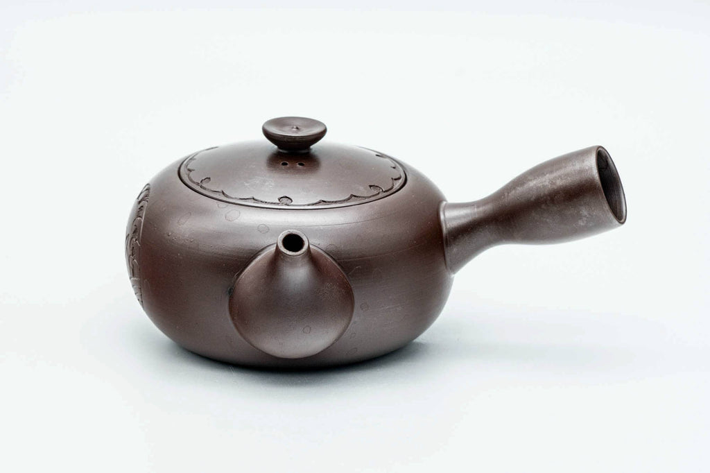 Japanese Kyusu - Engraved Floral Bunny Rabbit Banko-yaki Debeso Teapot - 240ml