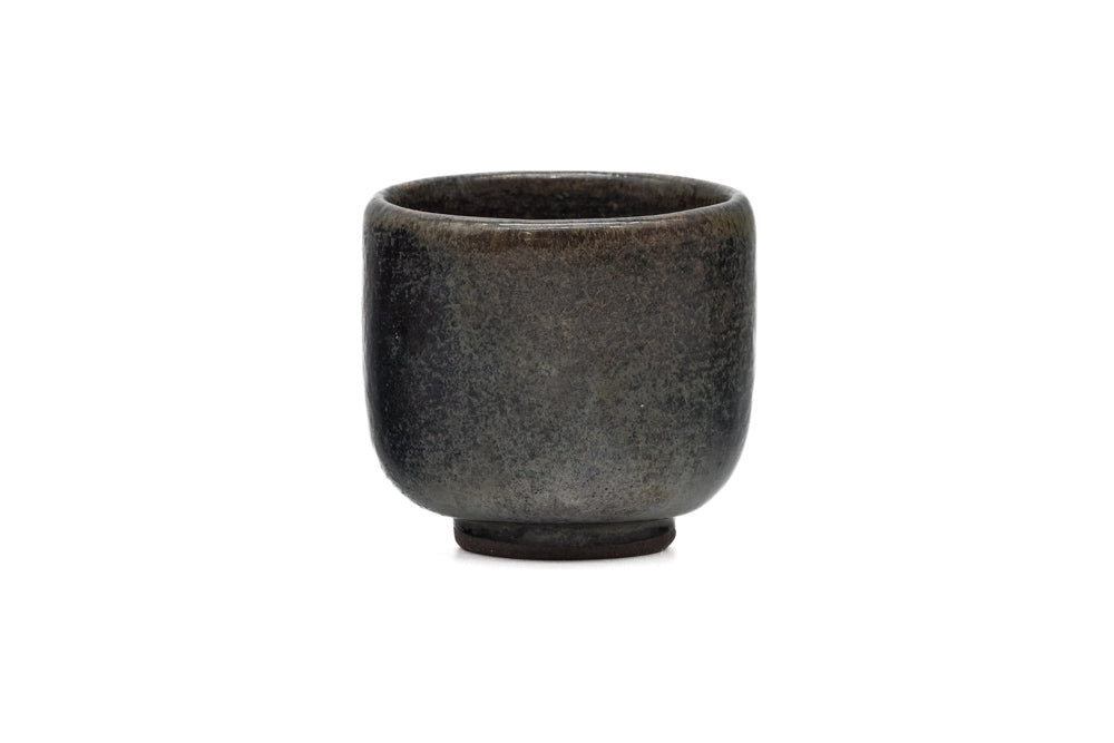Japanese Teacup - Black Yellow Hare's Fur Glazed Guinomi - 50ml