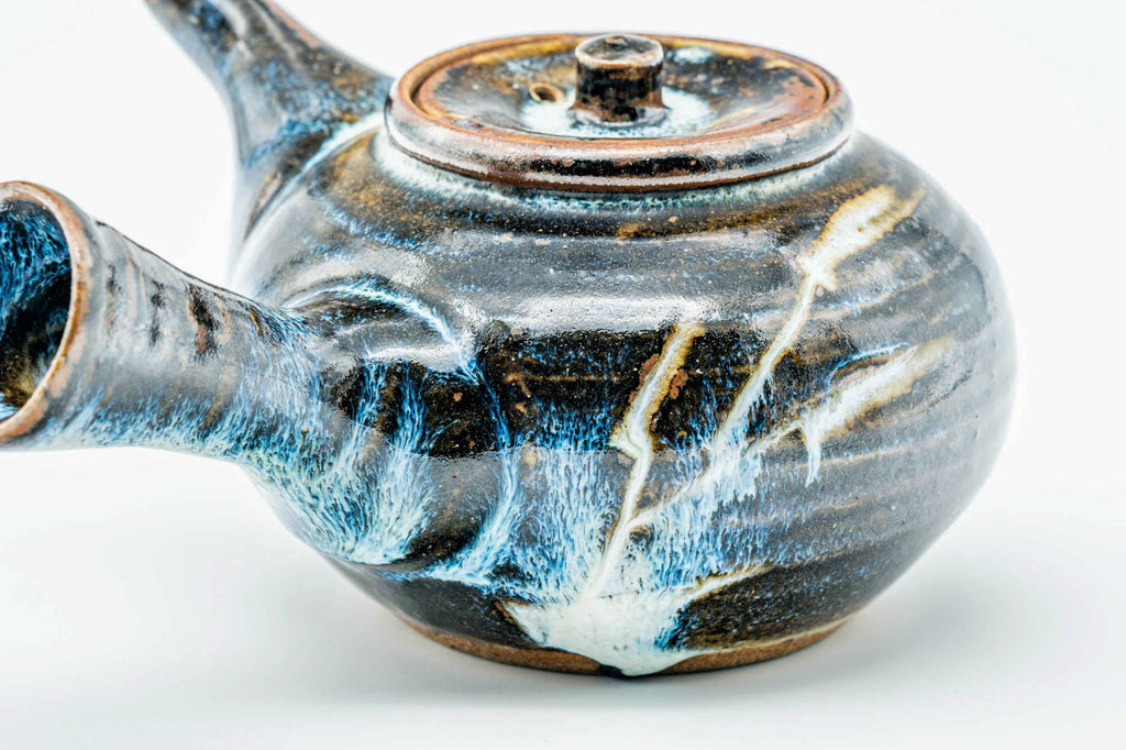 Japanese Kyusu - Spiraling Brown Blue Glazed Do-ake Teapot - 250ml