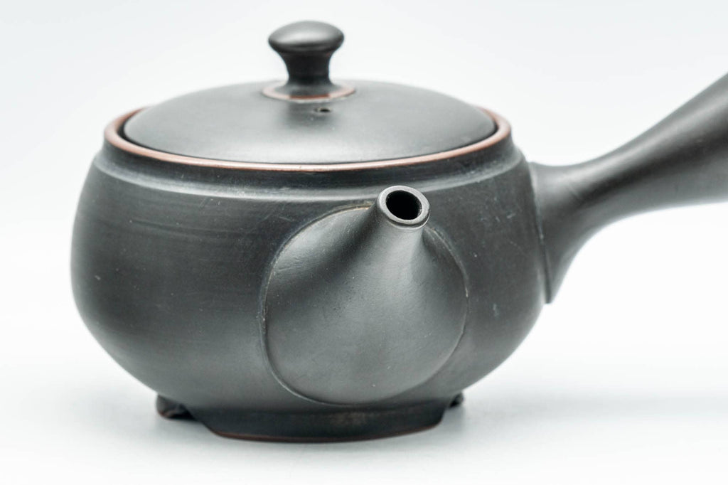 Japanese Kyusu - Black Kurodei Tokoname-yaki Ginkgo Leaf Teapot - 250ml