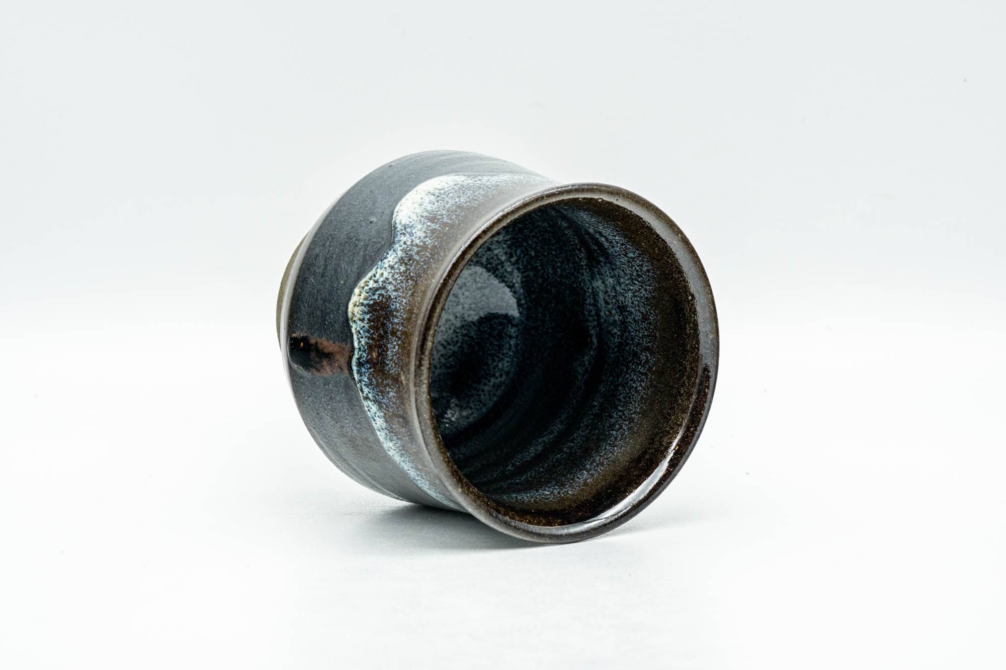 Japanese Teacup - Metallic Black Drip-Glazed Yunomi - 140ml
