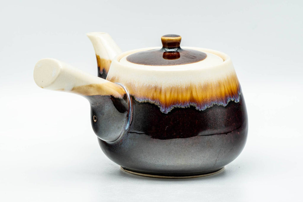 Japanese Kyusu - Brown Yellow Drip-Glazed Debeso Teapot - 275ml