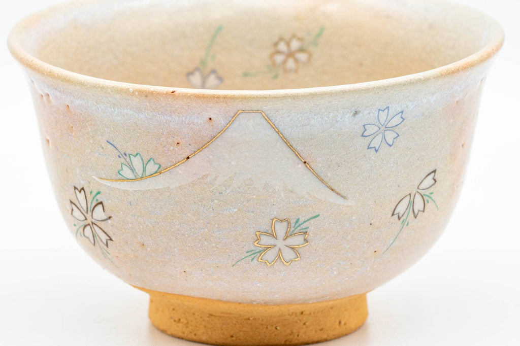 Japanese Matcha Bowl - Mt. Fuji Sakura Cherry Blossoms Kyo-yaki Chawan - 300ml