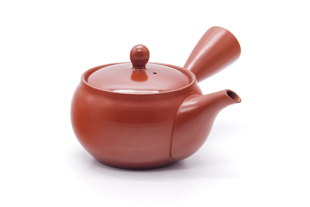 Japanese Kyusu - Red Shudei Tokoname Mesh Teapot - 340ml