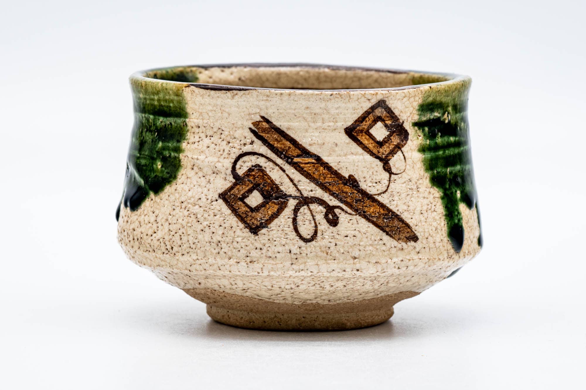Japanese Matcha Bowl - 梅村晴峰 Harumine Umemura - Ao-Oribe Chawan