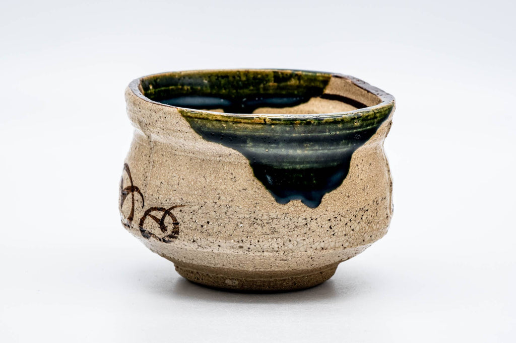 Japanese Matcha Bowl - 松本鐵山 Matsumoto Tetsuzan - Crazed Green Glazed Ao-Oribe Chawan - 350ml
