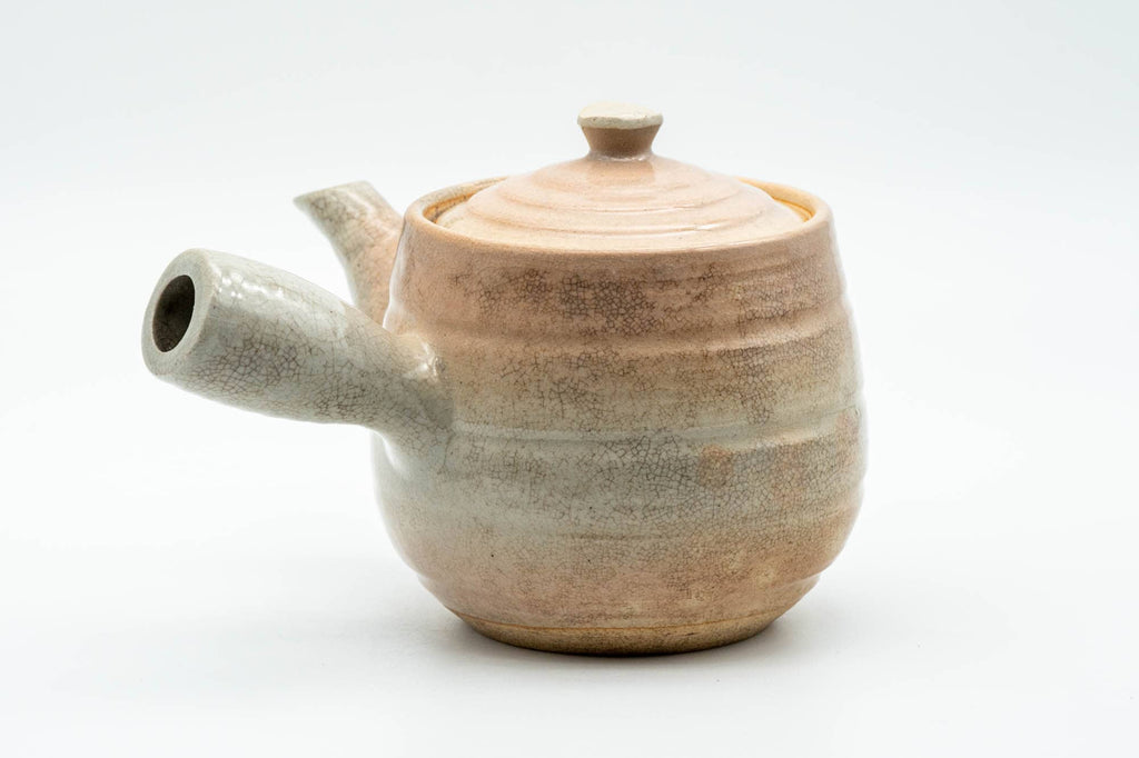 Japanese Kyusu - Beige Pink Spiraling Hagi-yaki Do-ake Teapot - 340ml