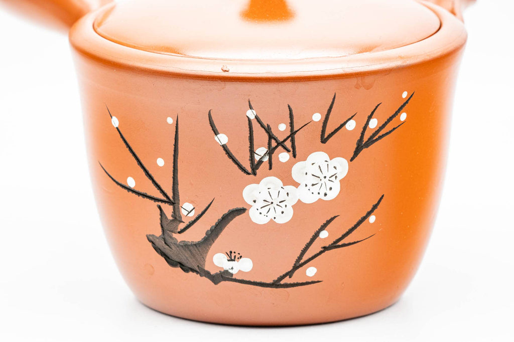 Japanese Kyusu - Plum Blossom Engraved Tokoname-yaki Mesh Teapot - 300ml
