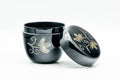 Japanese Natsume - Gold Floral Black Lacquer Matcha Tea Caddy - 80ml