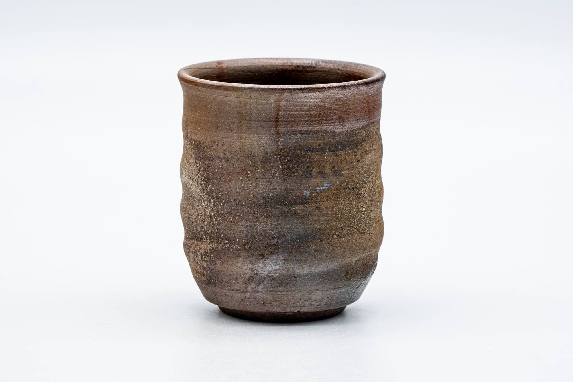 Japanese Teacup - Brown Stoneware Spiraling Bizen-yaki Yunomi - 175ml