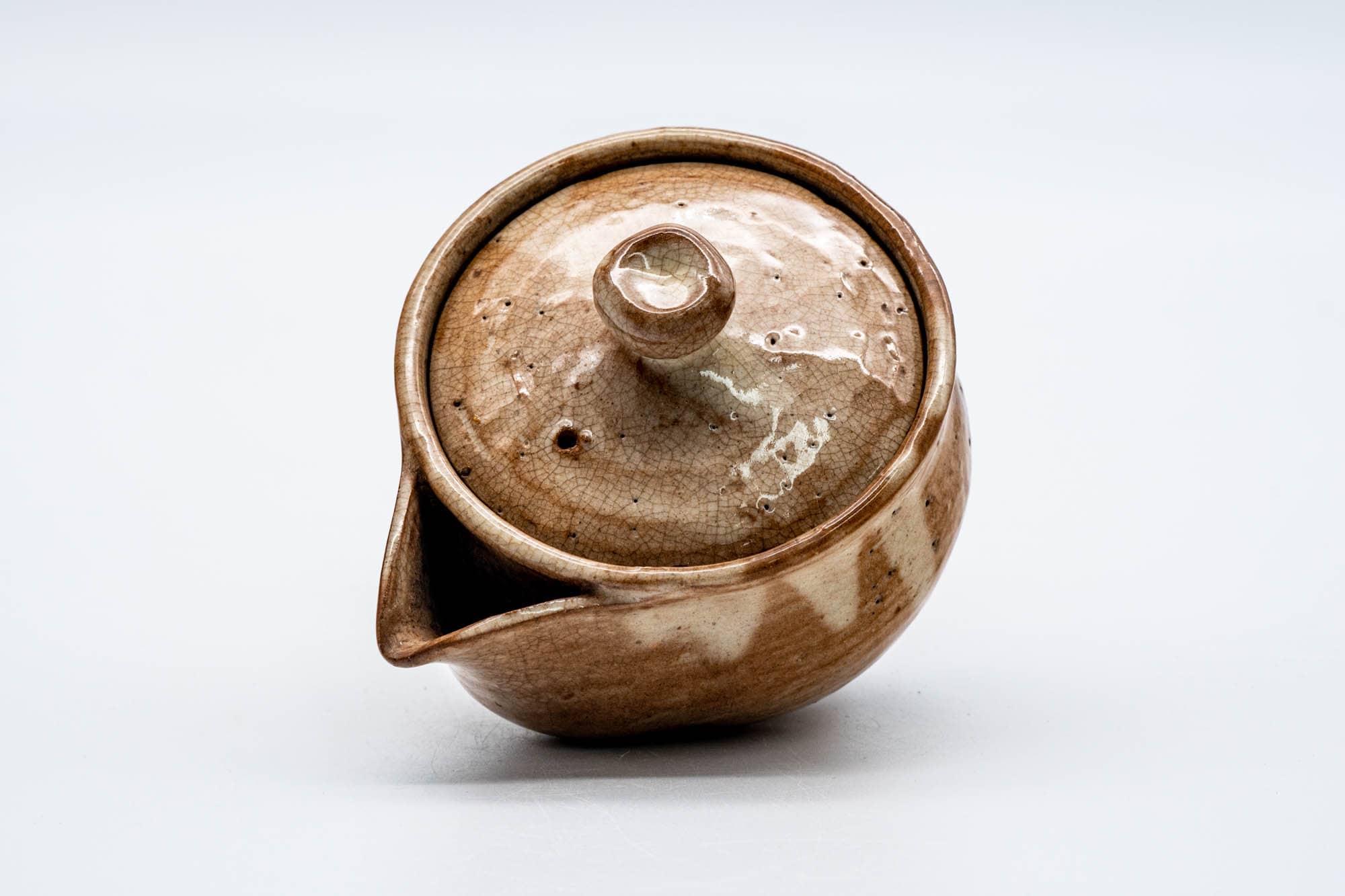 Japanese Houhin - 天鵬 Tsubaki Kiln - Beige Milky Hagi-yaki Handleless Teapot - 160ml