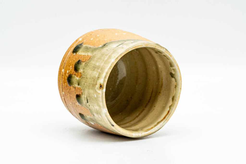 Japanese Teacup - Orange Green Drip-Glazed Shigaraki-yaki Yunomi - 120ml