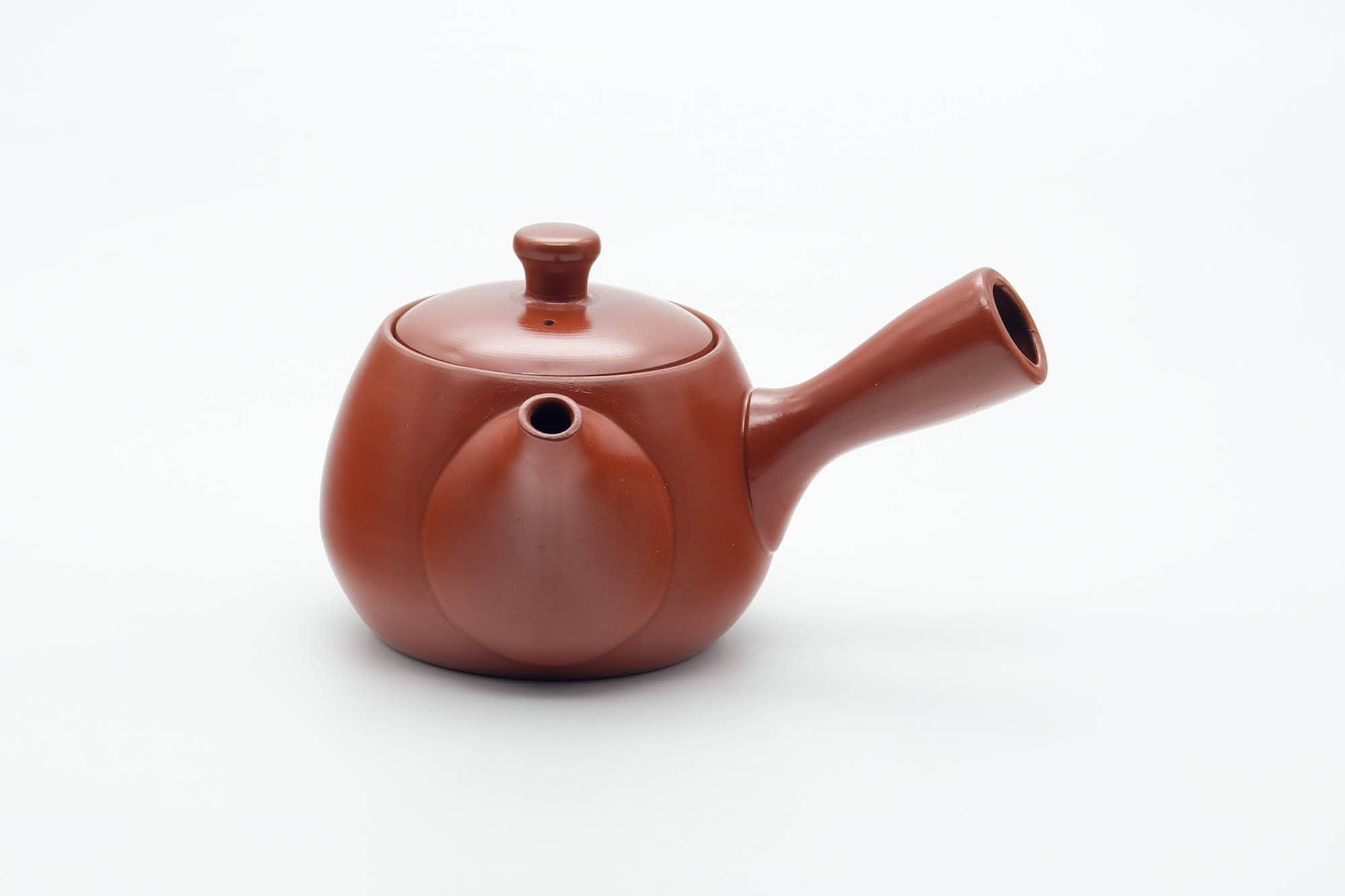 Japanese Kyusu - Smooth Unglazed Dark Red Shudei Tokoname-yaki Mesh Filter Teapot - 290ml