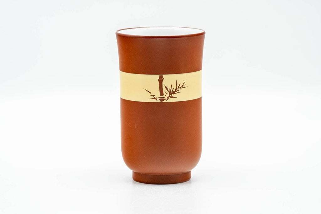 Japanese Teacup - 秋景 Shūkei - Tall Plum Blossoms Yellow Striped Tokoname-yaki Yunomi - 140ml