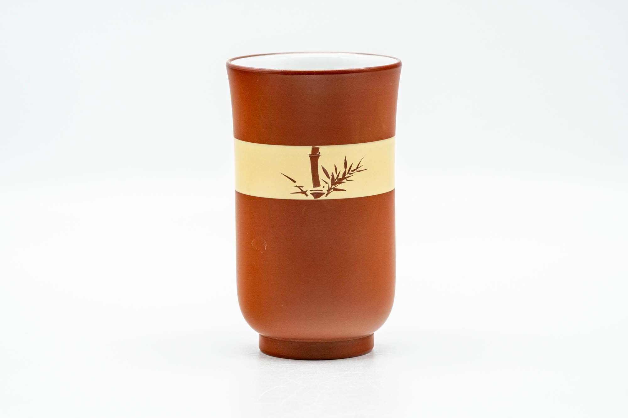 Japanese Teacup - 秋景 Shūkei - Tall Plum Blossoms Yellow Striped Tokoname-yaki Yunomi - 140ml