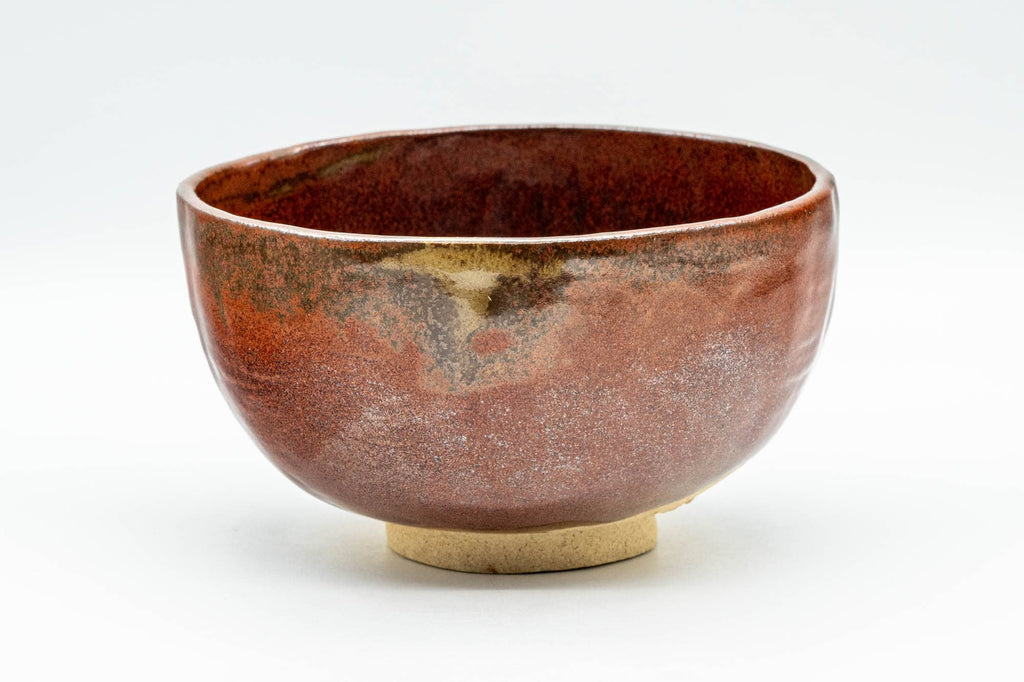 Japanese Matcha Bowl - 久 Shiny Red and Yellow Drip-Glazed Wan-nari Chawan - 250ml