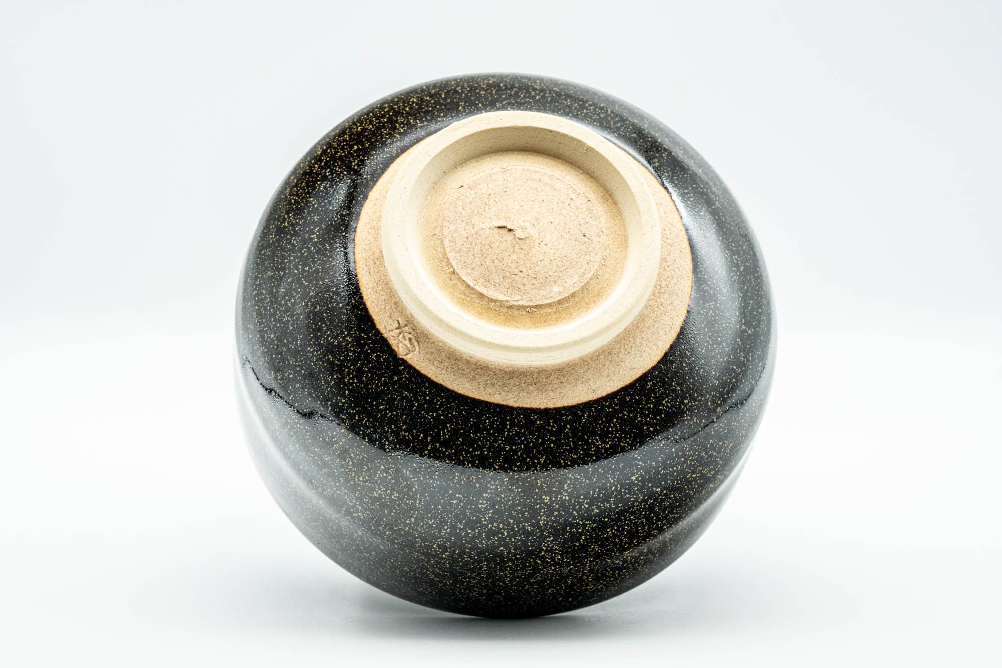 Japanese Matcha Bowl - Black Yellow Speckled Glazed Chawan - 250ml
