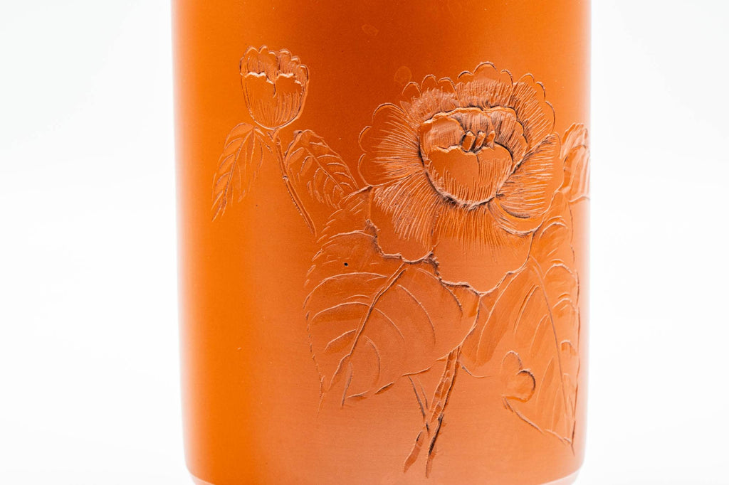Japanese Teacup - 福仙 Fukusen Suzuki - Large Floral Engraved Tokoname-yaki Yunomi - 400ml