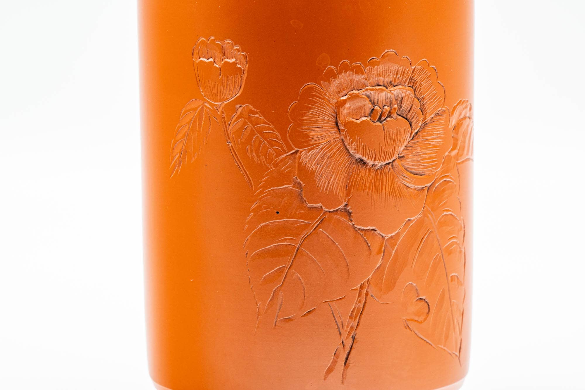 Japanese Teacup - 福仙 Fukusen Suzuki - Large Floral Engraved Tokoname-yaki Yunomi - 400ml