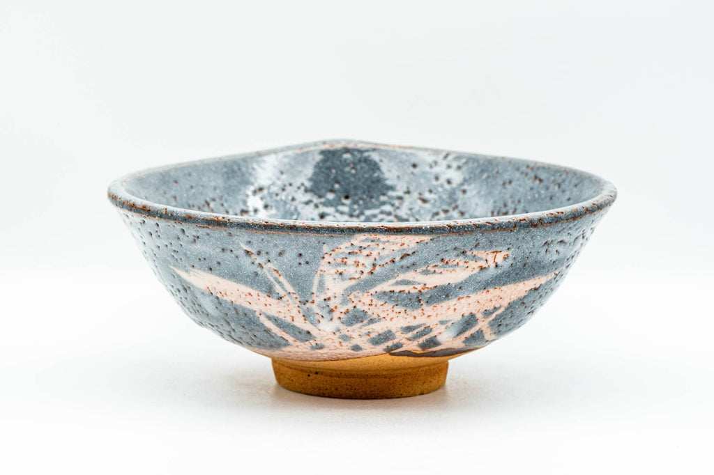 Japanese Matcha Bowl - Floral Blue Shino Glazed Summer Chawan - 200ml