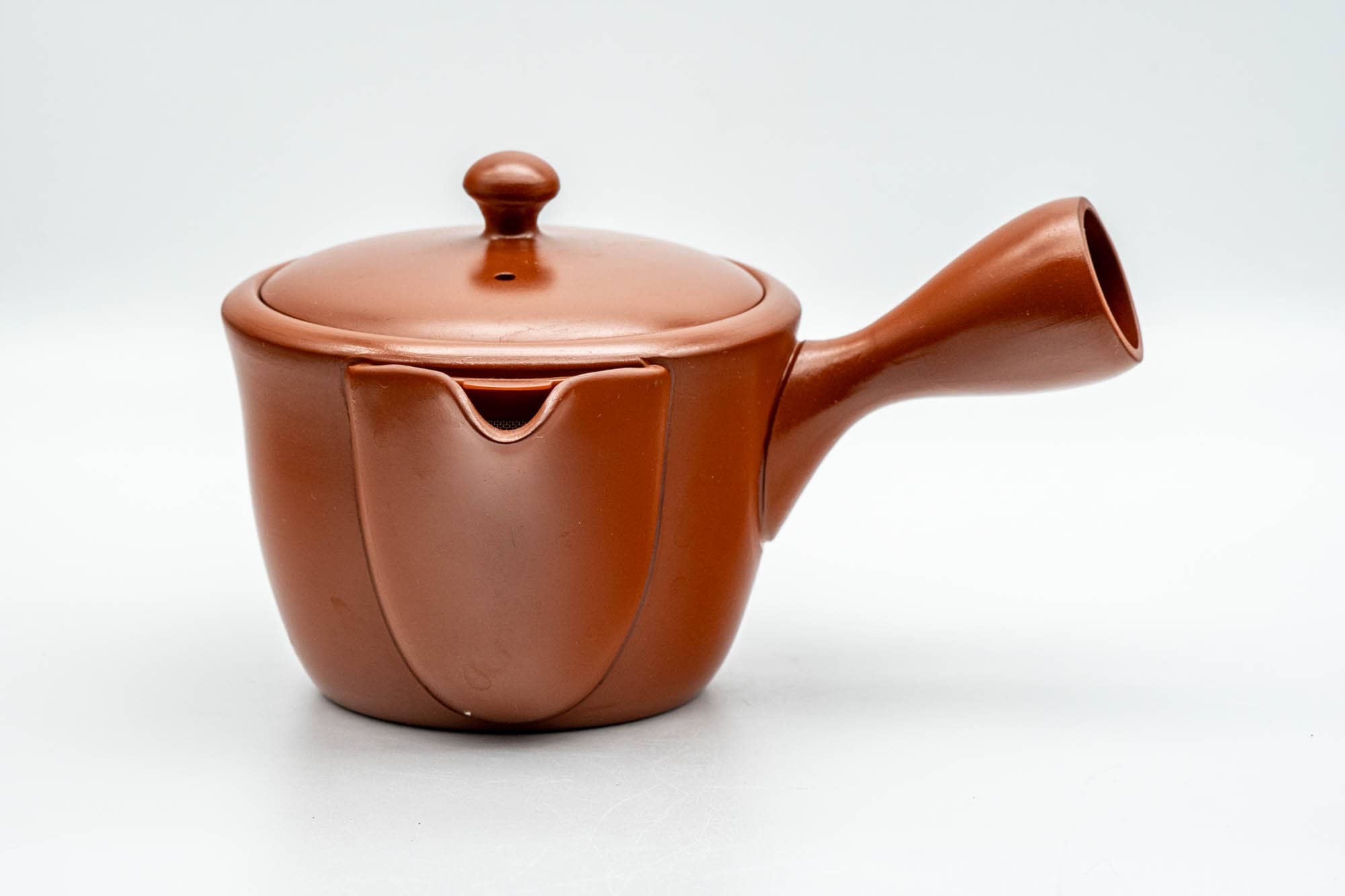 Japanese Kyusu - Plum Blossom Engraved Tokoname-yaki Mesh Teapot - 300ml