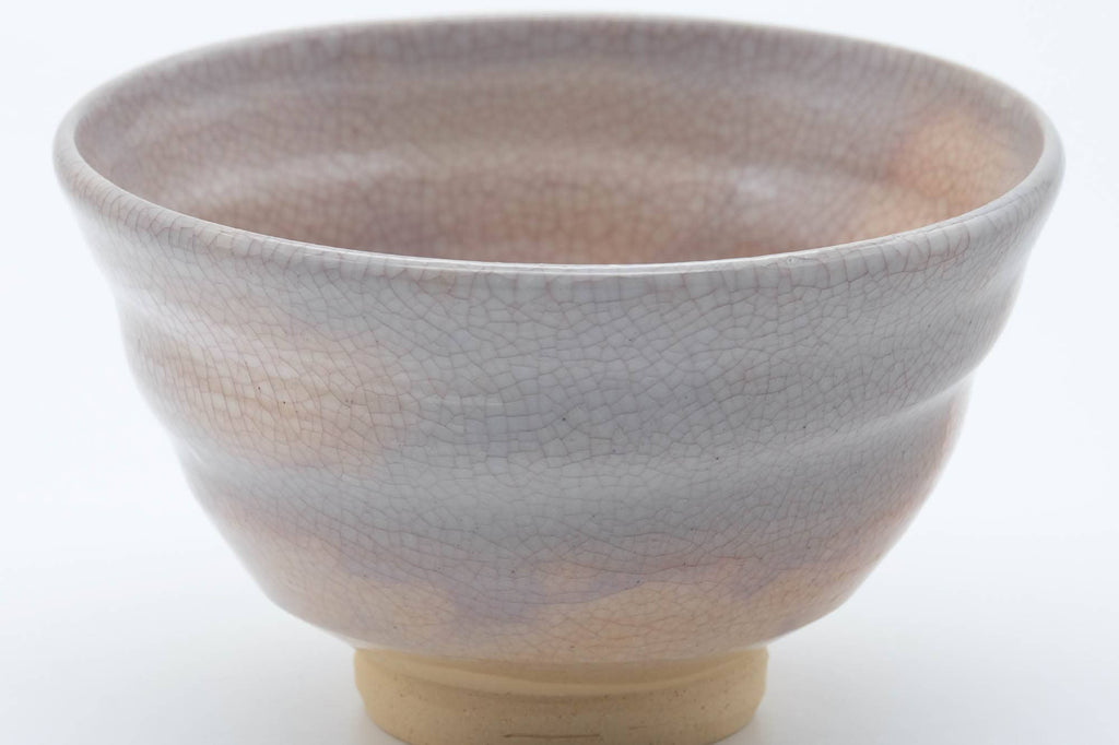 Japanese Matcha Bowl - Beige Pink White Hakeme Glazed Kyo-yaki Chawan - 250ml
