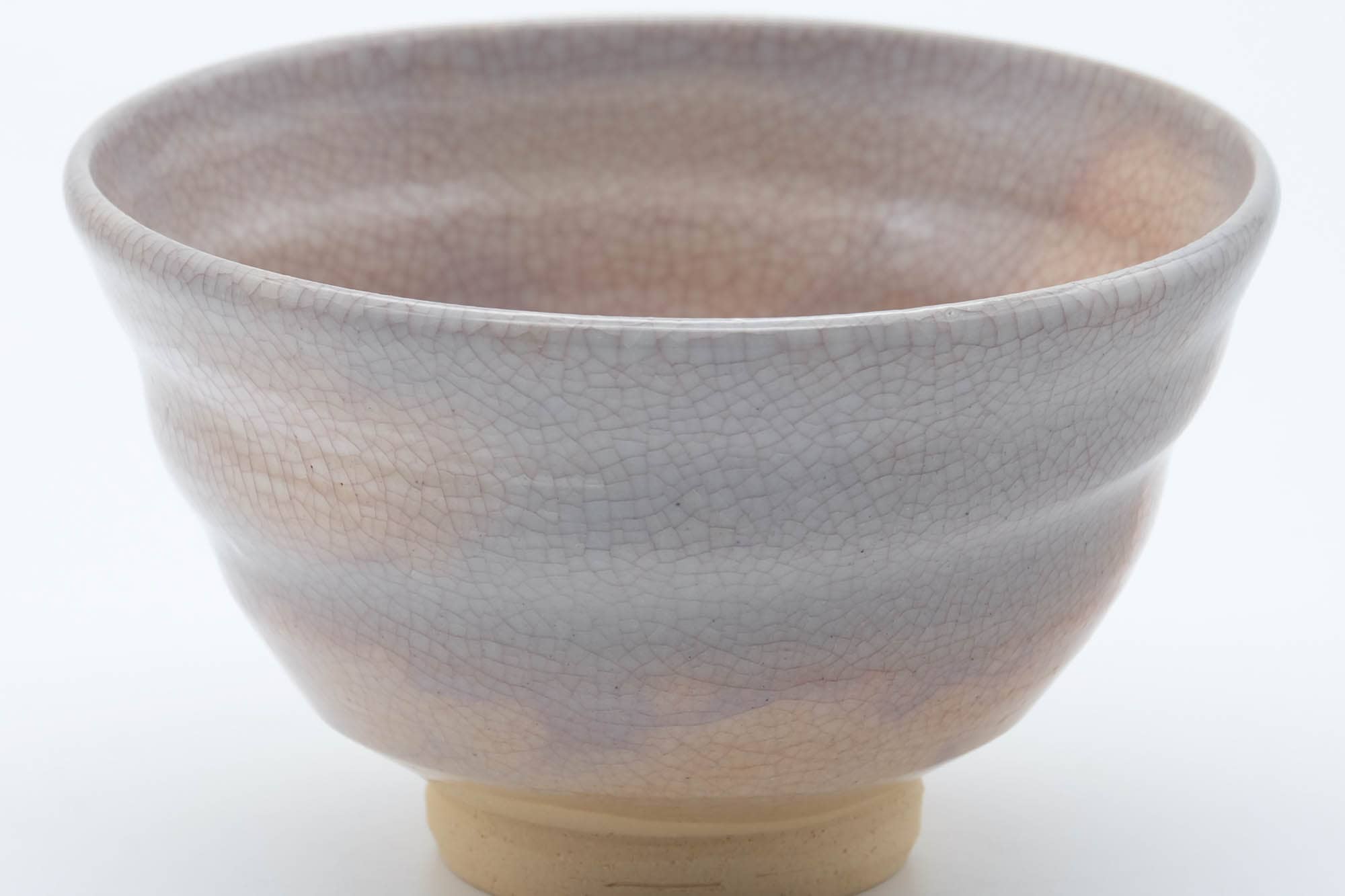 Japanese Matcha Bowl - Beige Pink White Hakeme Glazed Kyo-yaki Chawan - 250ml