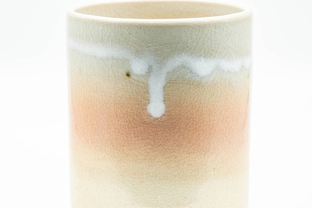 Japanese Teacup - Large Beige Pink and White Drip-Glazed Hagi-yaki Yunomi - 200ml