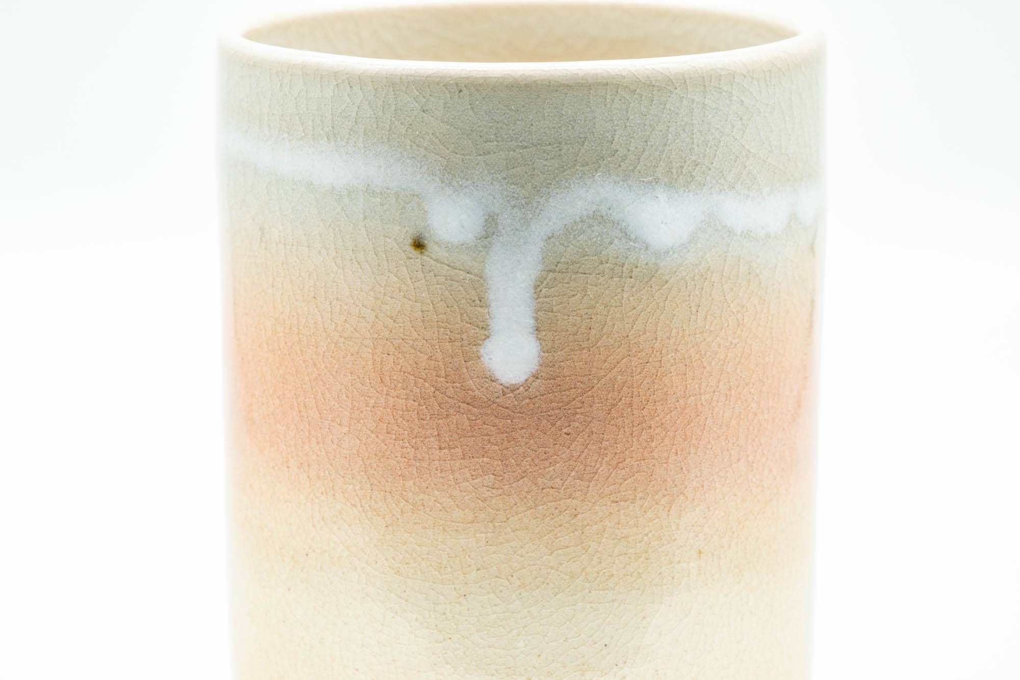Japanese Teacup - Large Beige Pink and White Drip-Glazed Hagi-yaki Yunomi - 200ml