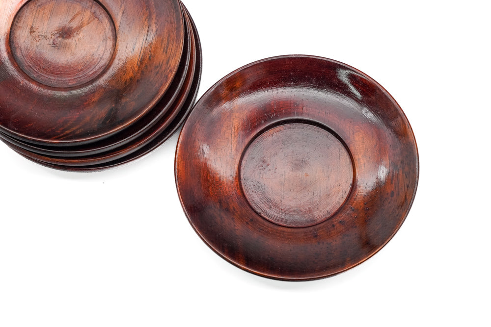Japanese Chataku - Set of 5 Vintage Wooden Tea Saucers
